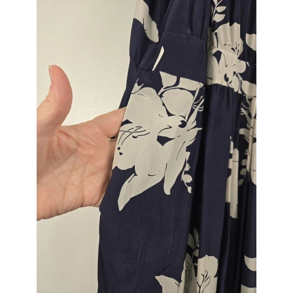 Boden Icons Agnes Dress Navy Floral Halter Midi Keyhole Size US 12 UK 16 Silk - Picture 11 of 13